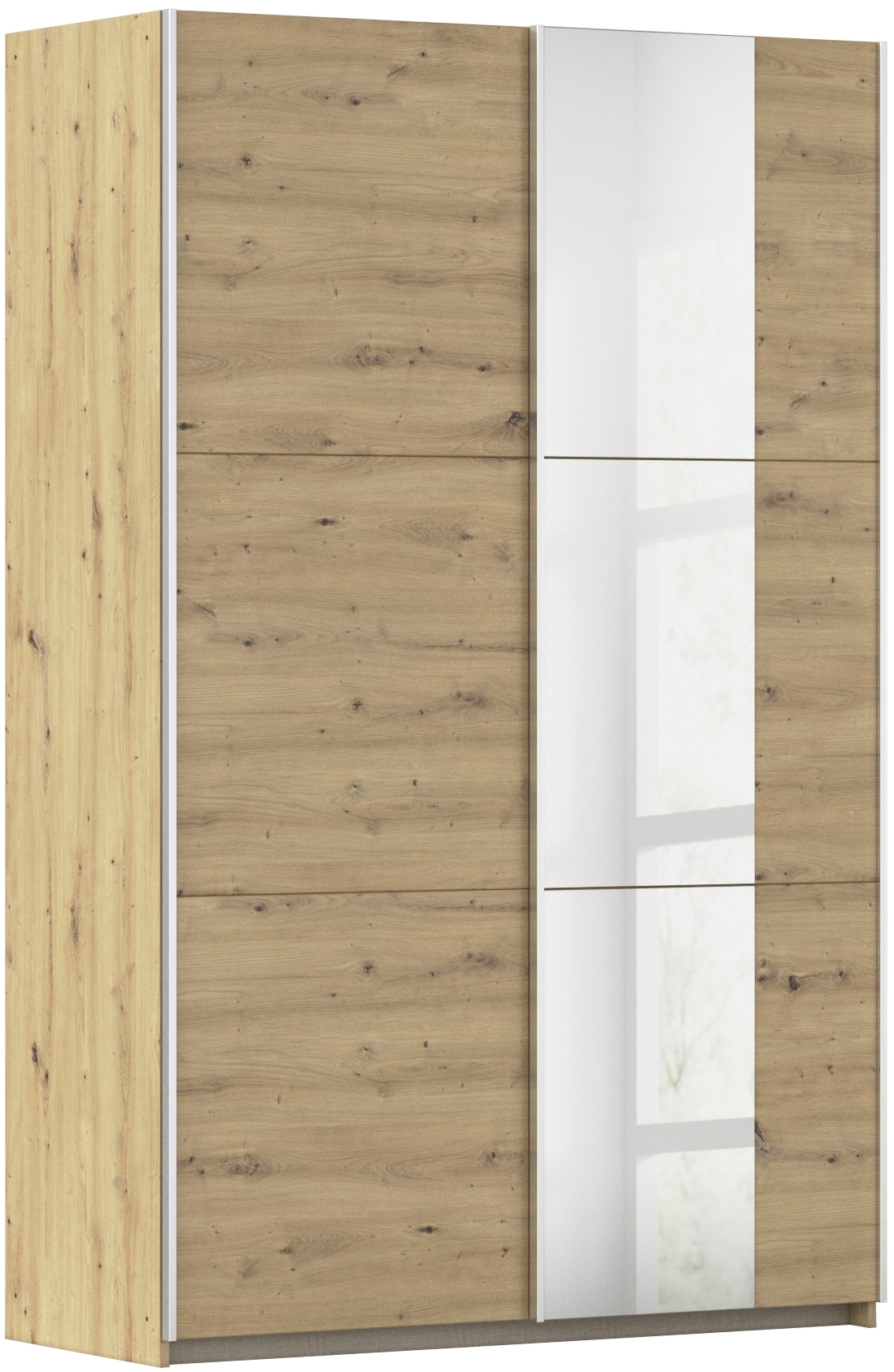 Schwebetürenschrank RAUCH "Kleiderschrank Drehtürenschrank Schrank Garderobe KRONACH TOPSELLER", braun (eiche artisan, griffleisten alu, 1 spiegel), B:131cm H:210cm T:59cm, Holzwerkstoff, Schränke, Schwebetürenschrank, mit Spiegel und viel Stauraum,...