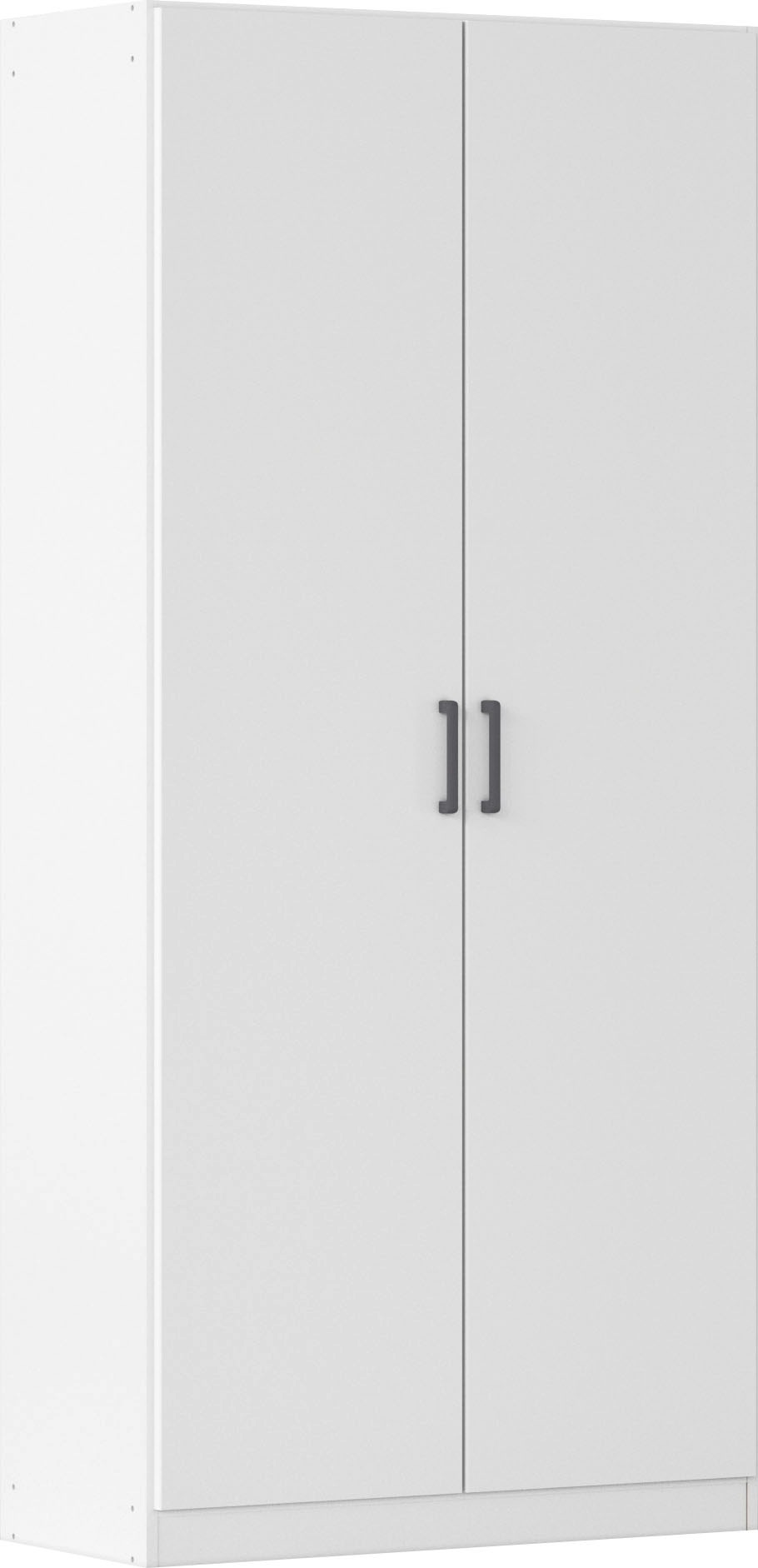 Mehrzweckschrank RAUCH "Garderobe Kleiderschrank Schrank Schuhschrank Putzschrank MINOSA", alpinweiß, griffe graumetallic, B:91cm H:197cm T:41cm, Holzwerkstoff, Schränke, Mehrzweckschrank