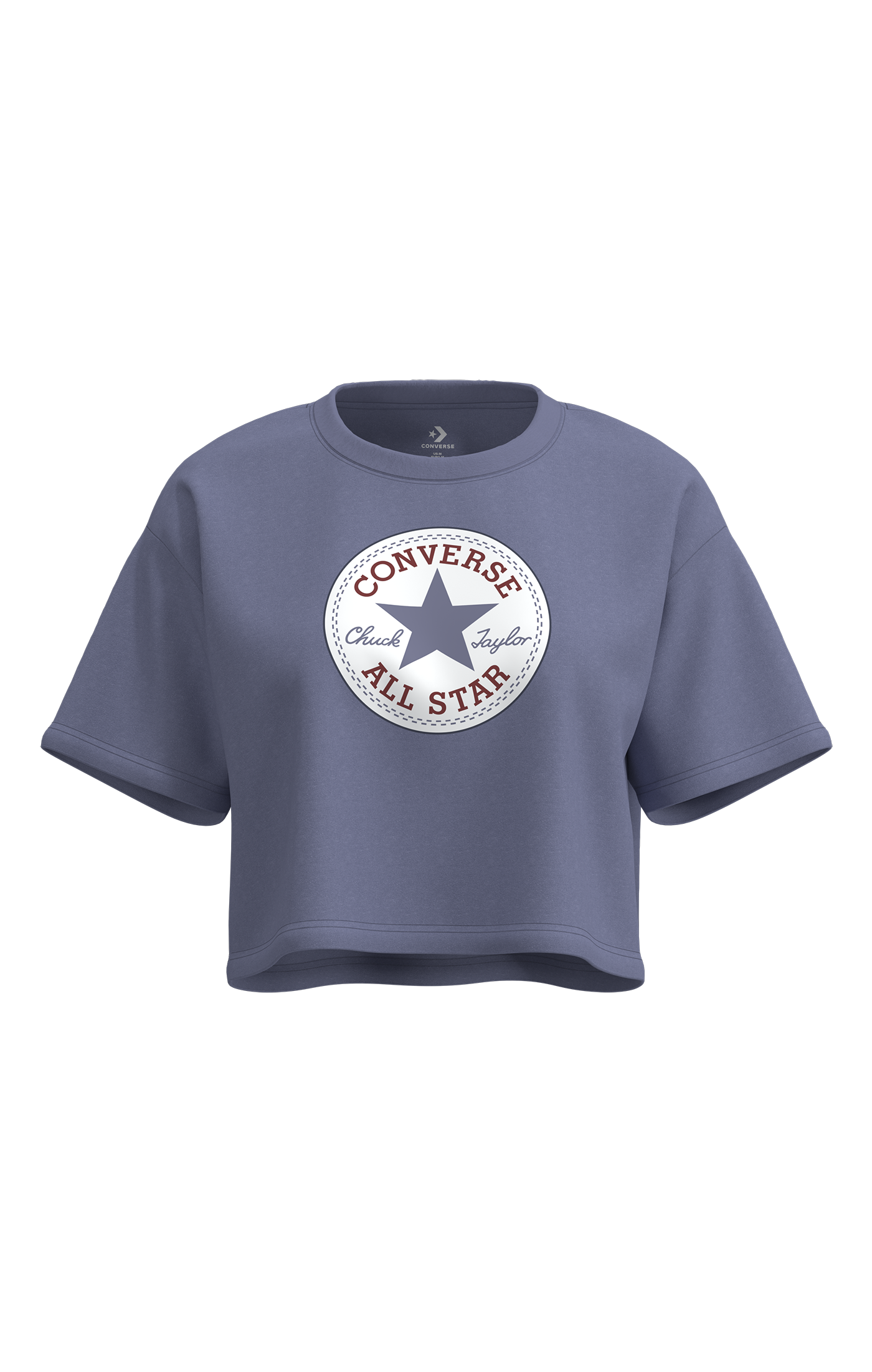 T-Shirt CONVERSE "CHUCK PATCH TEE", Damen, Gr. XL, slate lila, Obermaterial: 62% Baumwolle, 33% Polyester, 5% Elasthan, Shirts T-Shirt