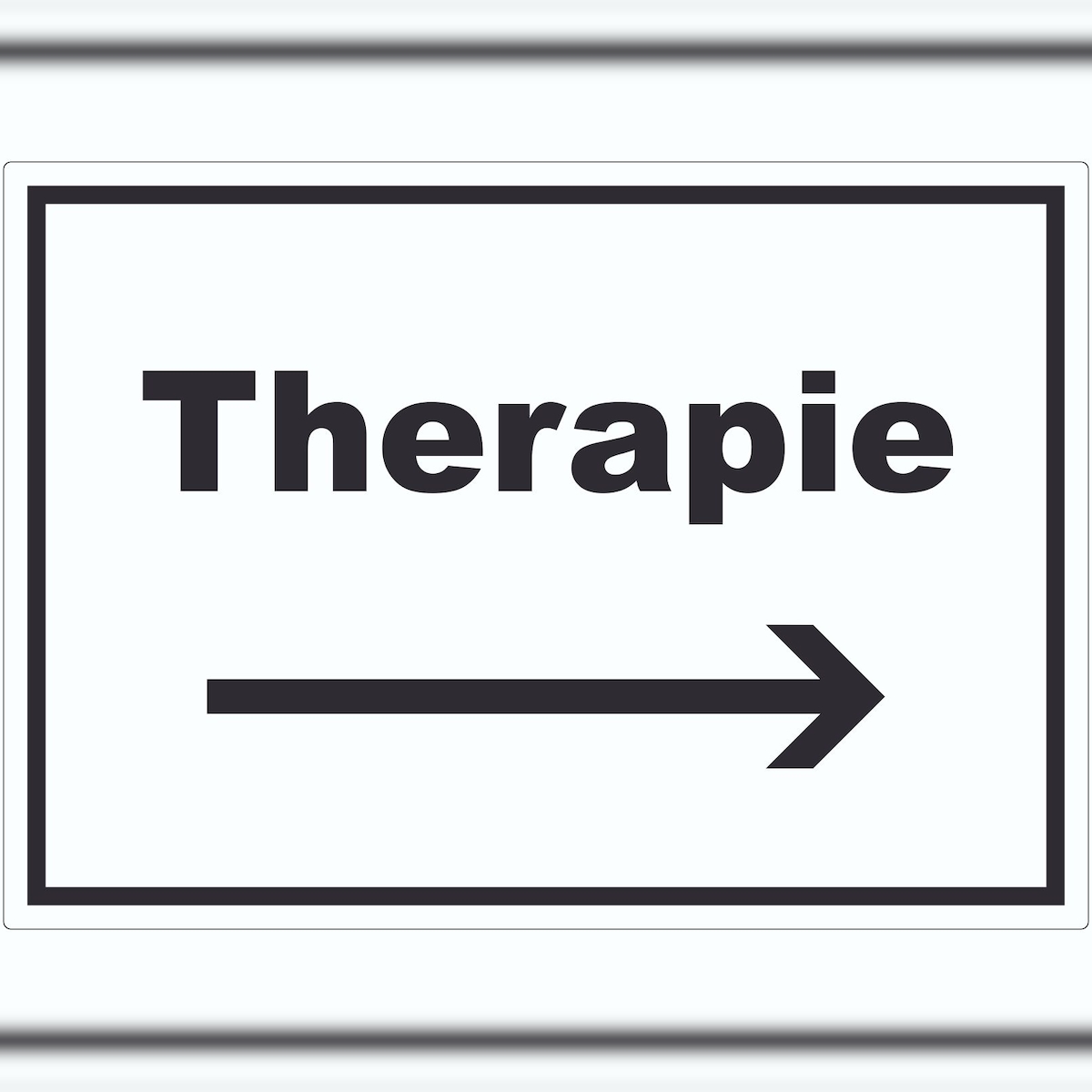HB-Druck Therapie Aufkleber mit Text und Richtungspfeil rechts Raum Behandlung waagerecht A1 (594x841mm) Image
