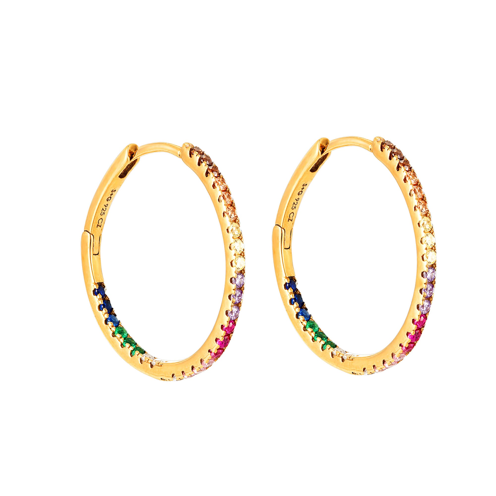 Seol+gold Womens 18ct Gold Plate Rainbow CZ Large Hoops - One Size | Seol+gold Sale | Discount Designer Brands