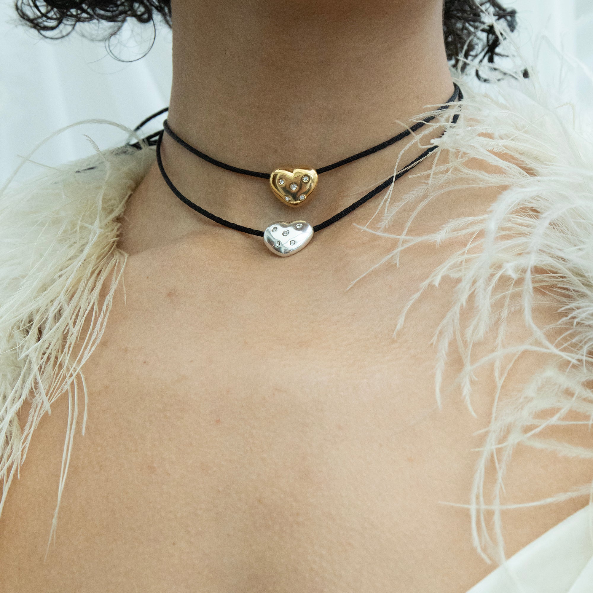 Seol+gold Womens Sterling Silver CZ Bubble Heart Cord Necklace - One Size | Seol+gold Sale | Discount Designer Brands