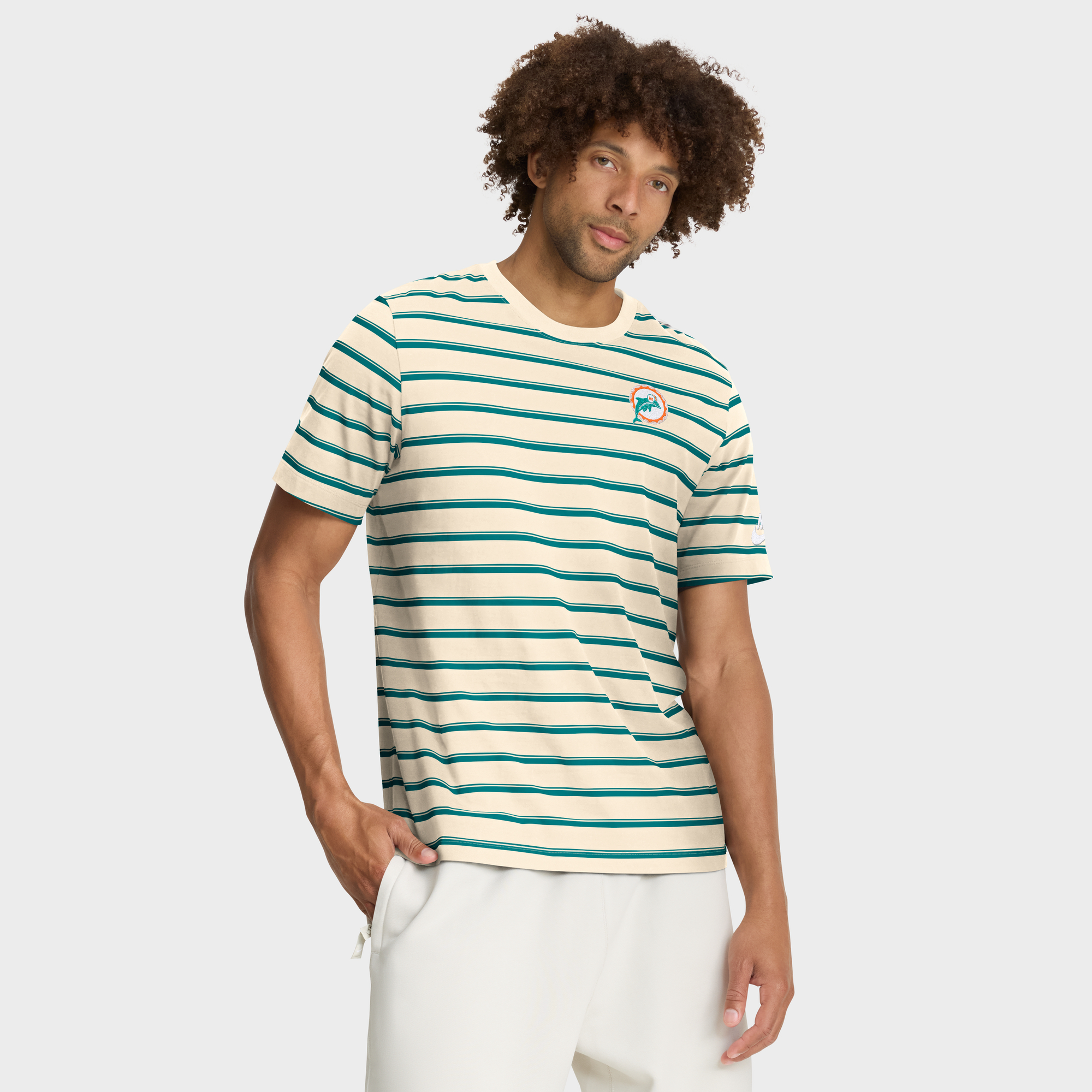 Miami Dolphins Nike Rewind SS Club Streifen-T-Shirt Image