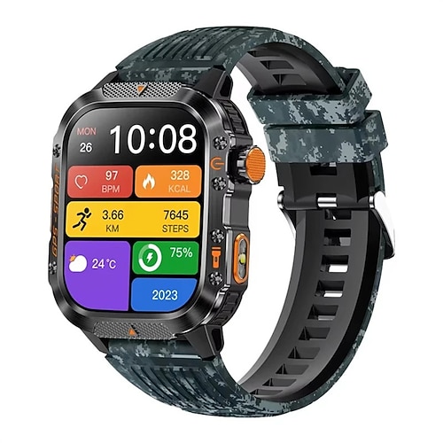 ht36 orologio intelligente da uomo con GPS integrato, bussola, altimetro, impermeabile 5 atm, frequenza cardiaca, chiamata wireless, smartwatch sportivo AMOLED HD