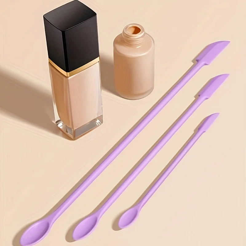 3 Stück wiederverwendbare Silikonspatel, umweltfreundliche Kosmetikdosenschaber, tragbar für Make-up-Hautpflege, leicht zu reinigendes Reisewerkzeug Image