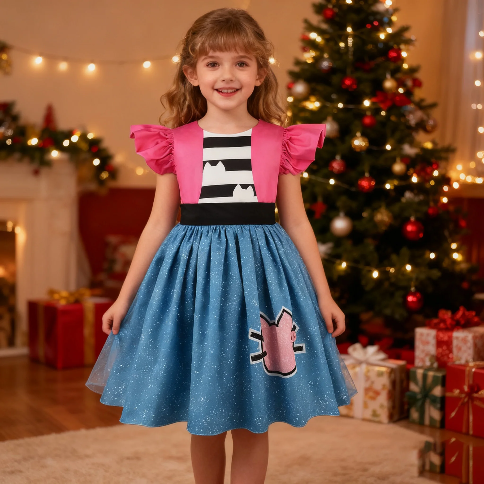 Mädchen-Partykleider für Kinder, Mädchen, Gabby, Puppenhaus, Prinzessin, festliches Kleid für 1–6 Jahre Mädchen, Karneval, Kinder, Fliegenärmel, Kinderkleidung