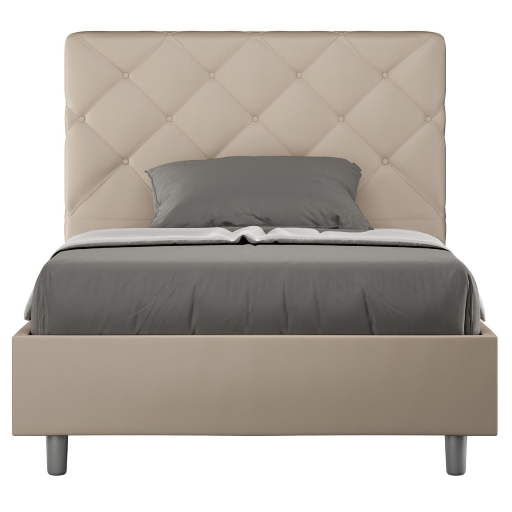 Lit sans sommier rembourré 120x190 similicuir taupe