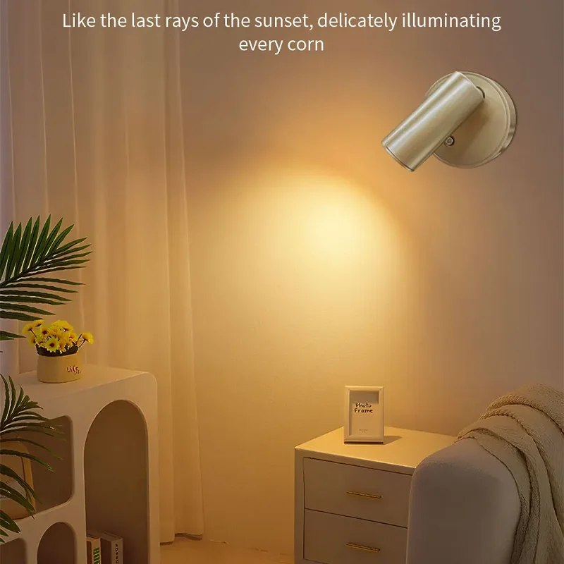 USB-LED-Wandleuchte mit Touch-Schalter, wiederaufladbare Magnet-Dimm-Nachttischlampe zum Lesen.