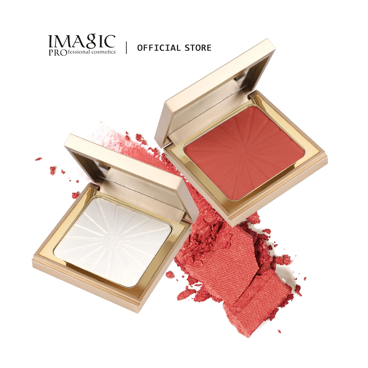 IMAGIC 8-Farben-Gesichts-Rouge- und Highlighter-Palette, natürliches Wangenpigment, Rouge-Highlighter, erhellt langanhaltende Make-up-Kosmetik Image
