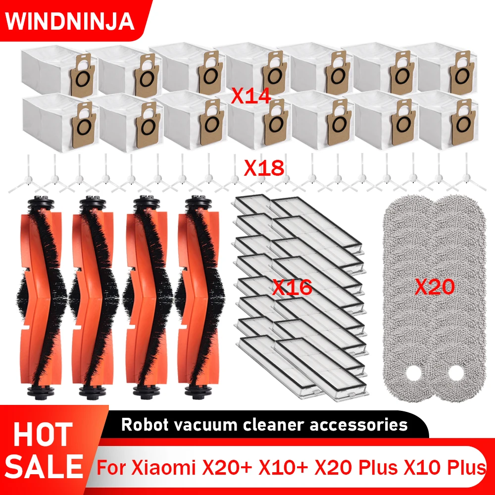 Mopp Tuch Wichtigsten Seite Pinsel Zubehör Für Xiaomi X20 + X10 + X20 Plus X10 Plus Roboter Vakuum Hepa-Filter staubbeutel Ersatz Teile Image