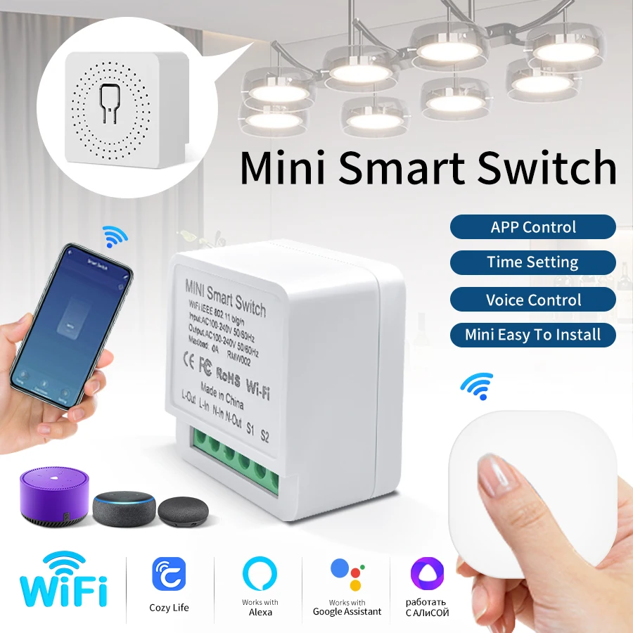 Cozylife WiFi Smart Switch zur Beleuchtung, kabellose Hausautomation mit APP und Sprachsteuerung, kompatibel mit Alexa und Google Home Image