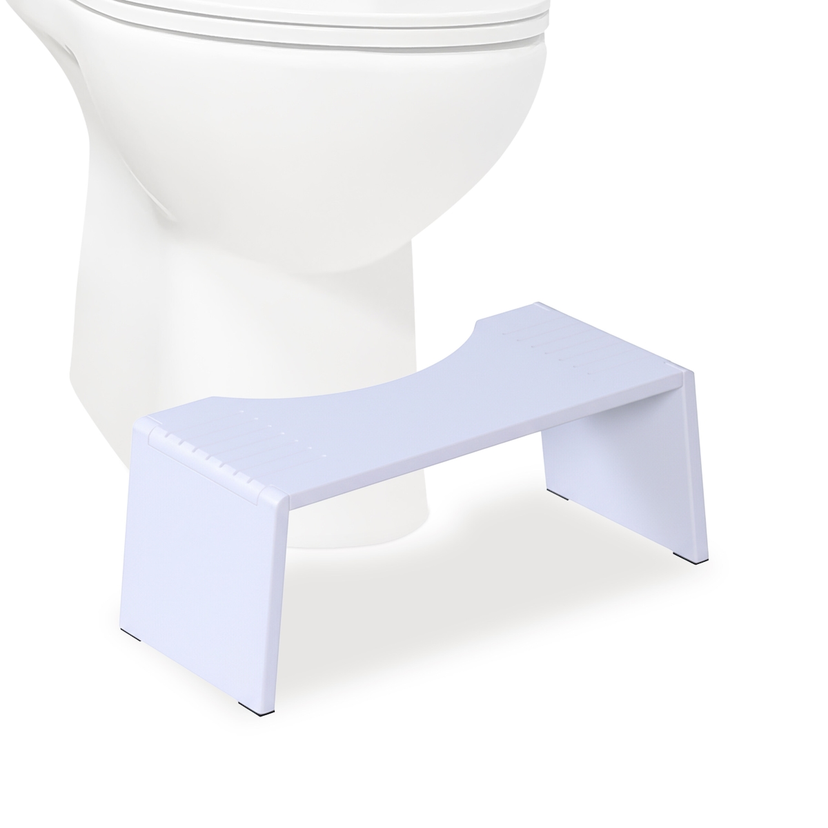 Relaxdays Toilettenhocker, klappbar, Hocker Toilettengang, Erwachsene, Bambus, rutschfest, HxBxT: 19x43,5x20 cm, weiß Image