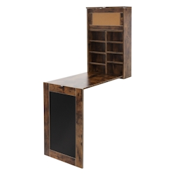 ML-Design Wandtisch Klappbar Holzoptik – Klapptisch mit Tafel, 8 Fächern & Pinnwand, Wandmontage, ausklappbarer Schreibtisch mit Regal, Esstisch, Image