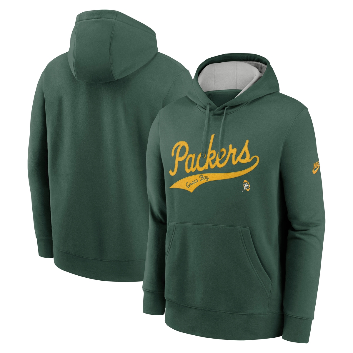 Kapuzenpullover NIKE "Nike Hoodie Green Bay Packers Nike Club Fleece", Damen, Gr. M, grün, 82% Baumwolle, 18% Polyester, Pullover Kapuzenpullover