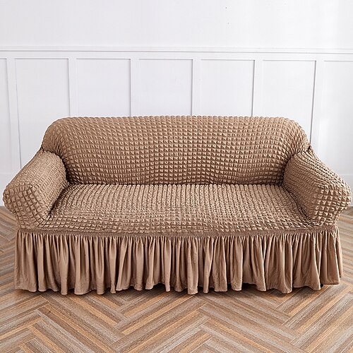 Sofabezug aus Tüll mit Rockteil, komplett elastisch, staubdicht, rutschfest, Sofaschutz, Kissenbezug, dehnbare Sofadecke für Wohnzimmermöbel