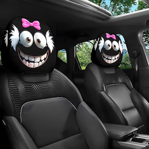 2er-Pack bedruckte Auto-Kopfstützenbezüge mit Weihnachtsmotiven, Autodekoration, ohne Füllung, einfach zu montieren und zu waschen, ideal für lange Autofahrten zur Linderung von Müdigkeit, perfekte Image