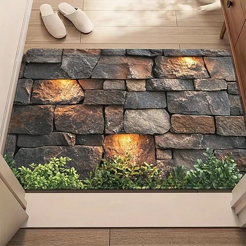 3D-Optische Illusion Fußmatte Visuelle Falle Fußmatte Rutschfest Wasserabsorbierend für Badezimmer Dusche Eingangsbereich Innen Außen Diatomaceous Earth Schnell trocknend Absorbierend 20 x 31 Zoll Image