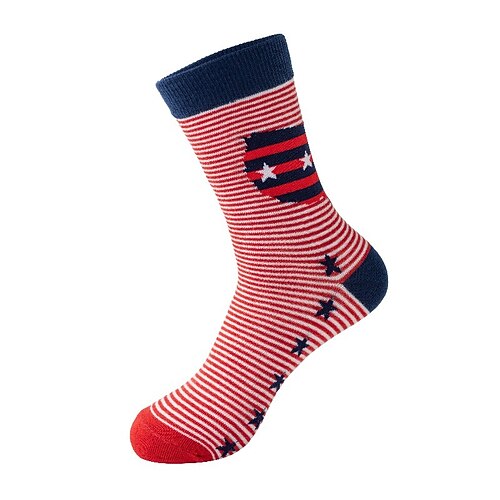 Socken zum 250. Jahrestag der USA: Streifenmuster mit Sternen und amerikanischer Flagge, mittelhoch geschnitten, patriotisches Design, bequeme Baumwollsocken für Damen und Herren, inspiriert von der US-Flagge, für die Freizeit. Image