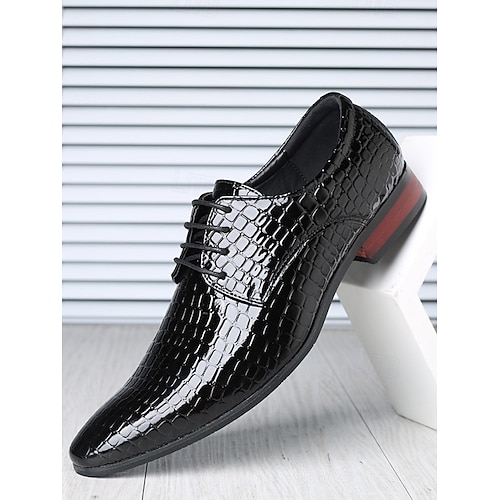 Herrenschuhe aus blauem Kunstleder mit Krokodilprägung – stilvolles Schnürdesign für formelle und halbformelle Anlässe sowie Hochzeiten Image