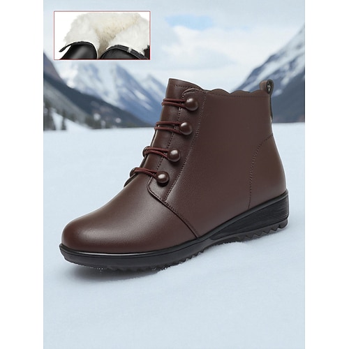Schwarze Damen-Winterstiefel mit Kunstfellfutter – warm, bequem und mit Reißverschluss, ideal für kaltes Wetter, Büro und Outdoor-Aktivitäten Image