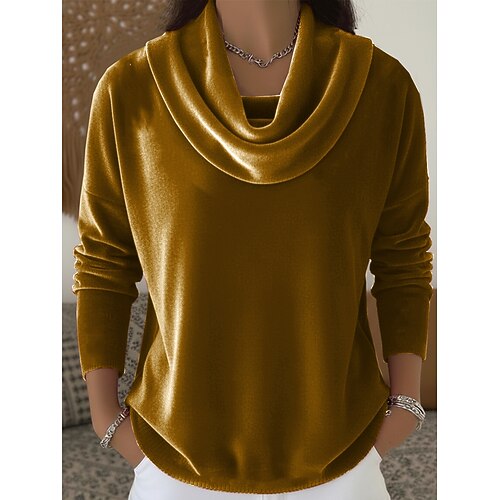 Neujahr Damen Samt Elegant Wasserfallausschnitt Abendgesellschaft Hochzeitsgast Ferien Blau Wein Smaragdgrün Purpur Gold Herbst Winter Image