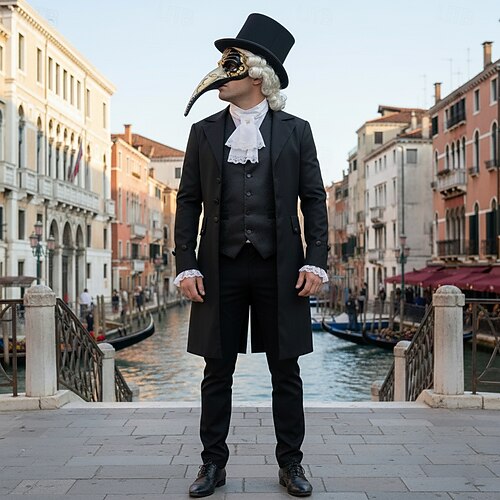 Set Outfits Halbgesicht Bluse / Hemd Hose Maske mit Zubehör Vogel Edelmann Kostüm Herren Damen Karnevalsmaske Halloween Karneval Tag der Toten Karneval Party Maskerade Erwachsene Mantel Hemd Hose Image