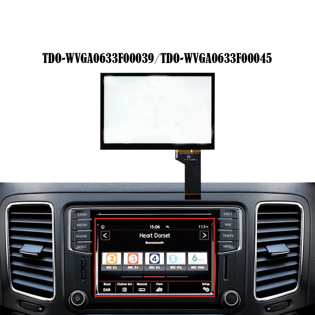 Für Seat Alhambar 2015-2019 MIB2 Head Unit Navigation Touchscreen Digitizer TDO-WVGA0633F00039 TDO-WVGA0633F00045 Image