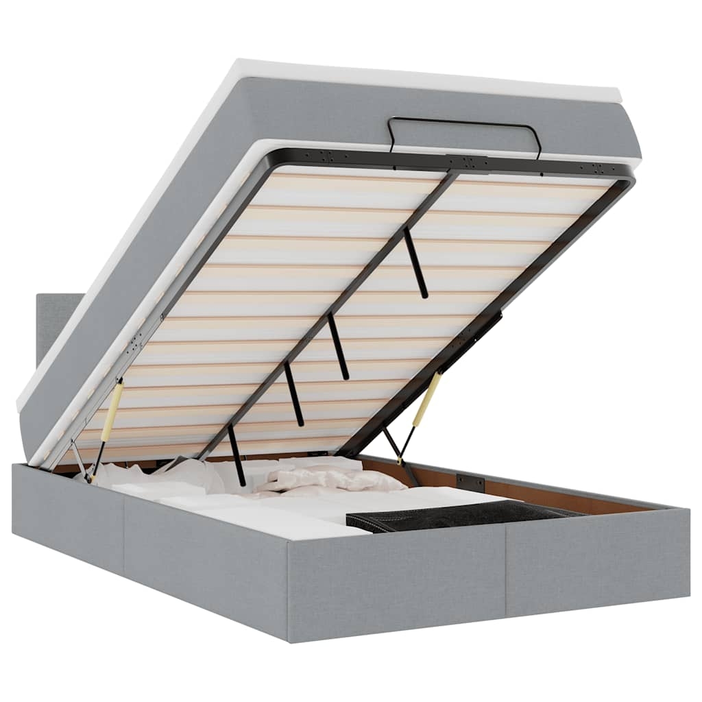 vidaXL Ottoman-Bett mit Matratze Hellgrau 120x190 cm Stoff Image