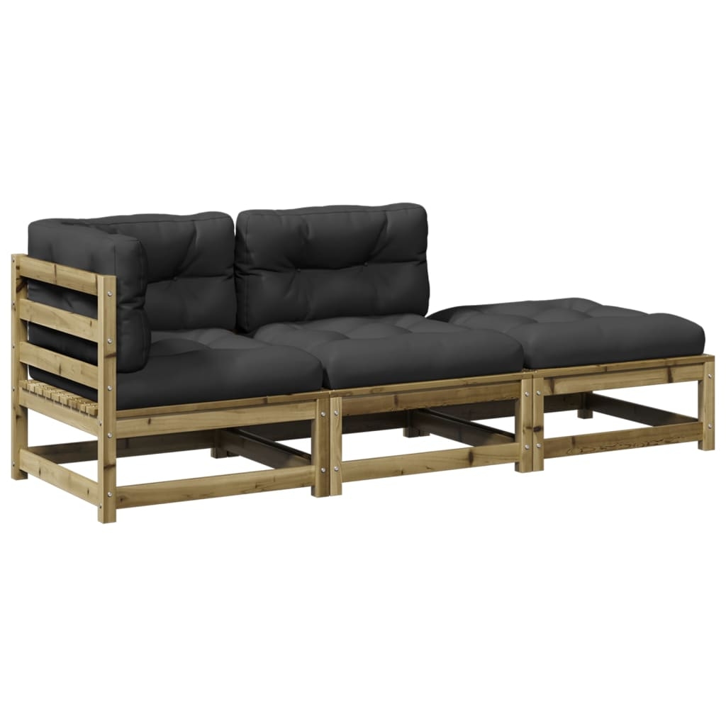 vidaXL 3-tlg. Garten-Sofagarnitur mit Kissen Kiefernholz Imprägniert Image