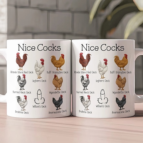 Mug personnalisé humoristique avec nom, cadeau original avec de jolis coqs, mug à café, cadeaux en gros amusants, échange de cadeaux, cadeau de Saint-Valentin, cadeau pour mari, copain, collègues