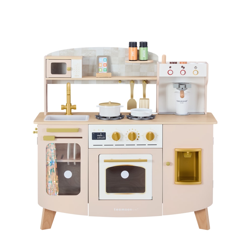 Cucina media in legno con forno e macchina da caffè, Beige, 83cm