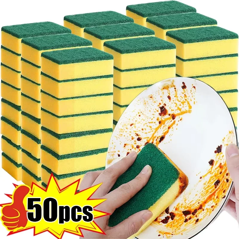 Hoch saugfähiger doppelseitiger Schwamm, magischer Reinigungstopf, Rostschwamm, Reinigungsbürste, Küchenfett-Reinigungswerkzeug Image