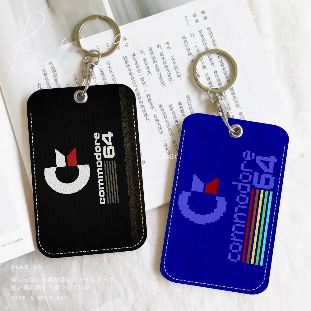 Retro Commodore 64 1 Stück Zugangskartenetui Leder Kartenhalter Schlüsselanhänger Schlüsselanhänger Türzugang Tags ID-Kartenetui Schlüsselanhänger Image