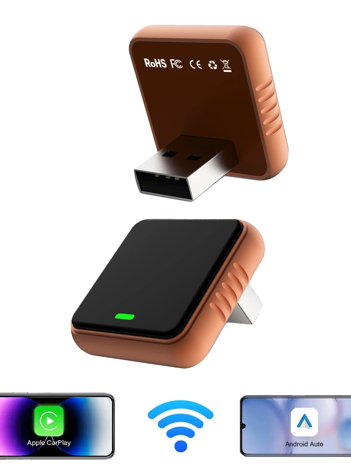 TEEQ 2-in-1 Wireless CarPlay & Android Auto Adapter – AI Smart Box für alle Autos – Universelle Kompatibilität mit nahtlosem Wirel Image