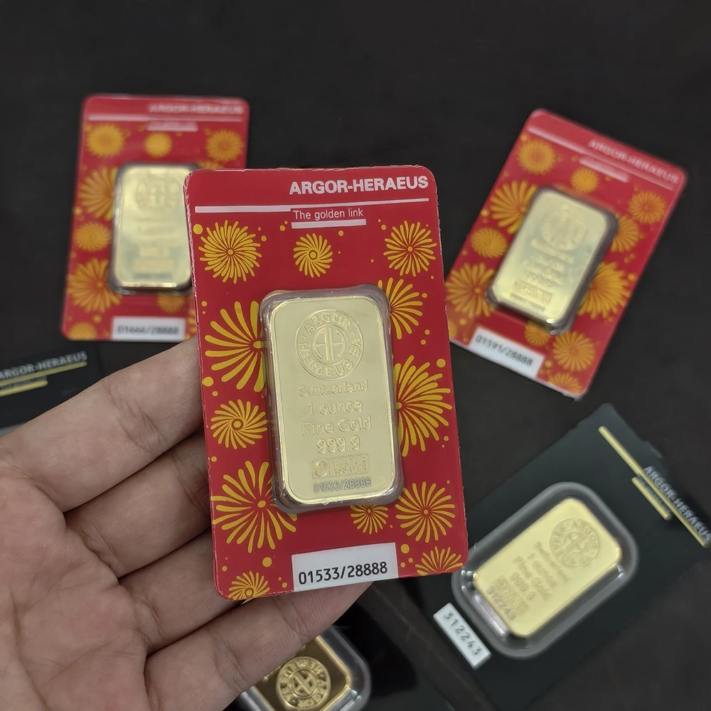 Neue goldene Schweiz 1oz Bar Kupferbarren vergoldete Bar mit verschiedenen Seriennummern, nicht magnetisches Metallhandwerk, Geschäftsgeschenk Image