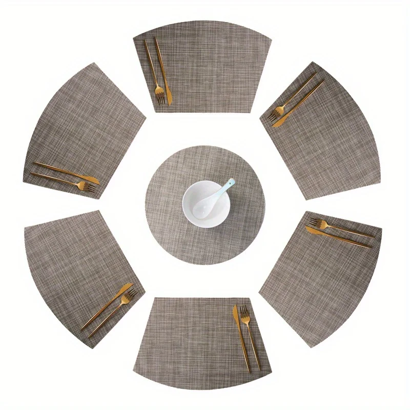 VIKAMA 7-teiliges Premium-Tischset in Fächerform, Esstisch, Bankett, Restaurant, Dekoration, moderner minimalistischer Stil