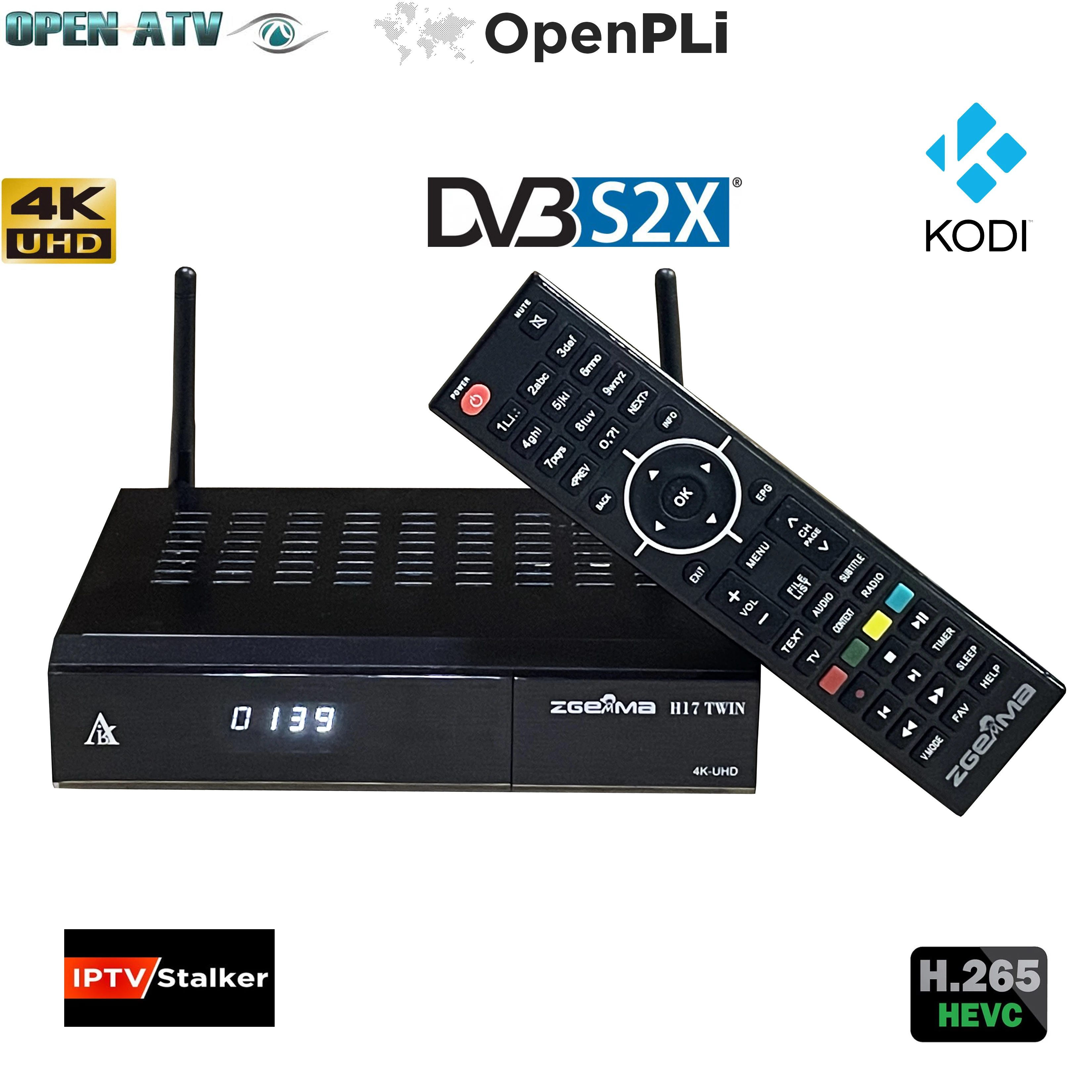 Broadcom 4K CPU Running Satelliten-TV-Receiver H.265 Decoder ZGemma H17 Twin DVB S2 + DVB S2 CI Plus & CA Image