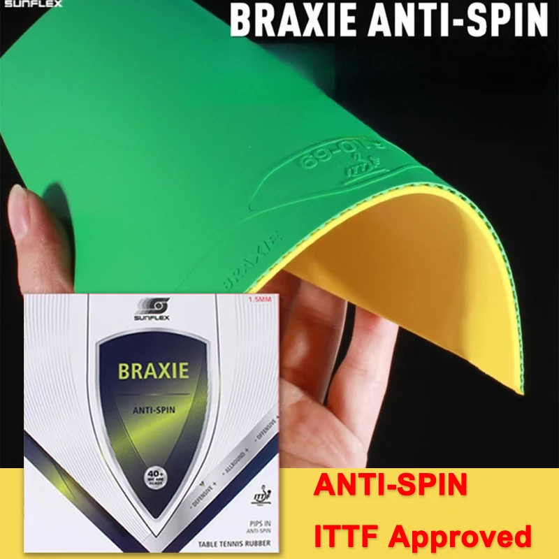 SUNFLEX BRAXIE ANTI-SPIN Tischtennis-Gummiplatte, Pips-in, 1,5 mm Schwamm, Ping-Pong-Gummi, dünner Tischtennis-Gummi, ITTF-zugelassen Image