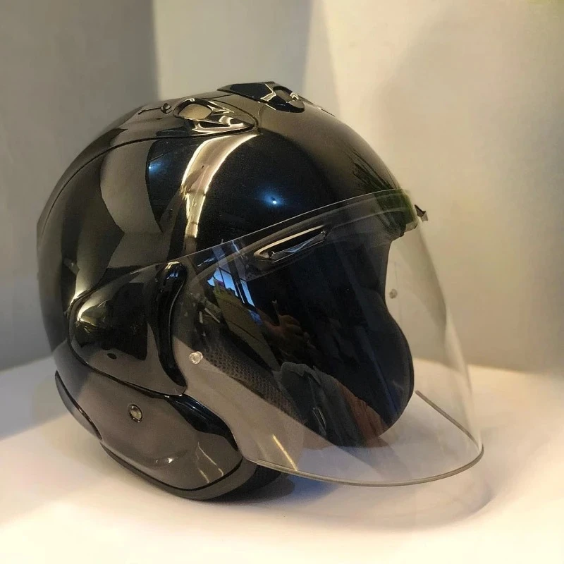3/4 Jethelm VZ-RAM Motorradhelm Hellschwarz Sommer Jet Scooter Motorrad Halbhelme Cascos Para Moto Image