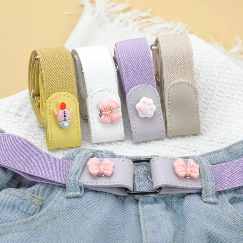 1pc Presse Schnalle Stil Faul Gürtel Frauen Vielseitig Jeans Gürtel Unsichtbare No-Spur Elastische Stretch Gürtel Einstellbare Länge Image