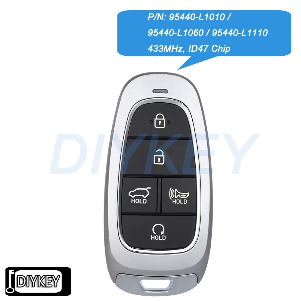 5 Tasten Smart Remote Autoschlüsselanhänger 433 MHz ID47 Chip für Hyundai Sonata 2019 2020 2022 P/N: 95440-L1010, 95440-L1060, 95440-L1110 Image