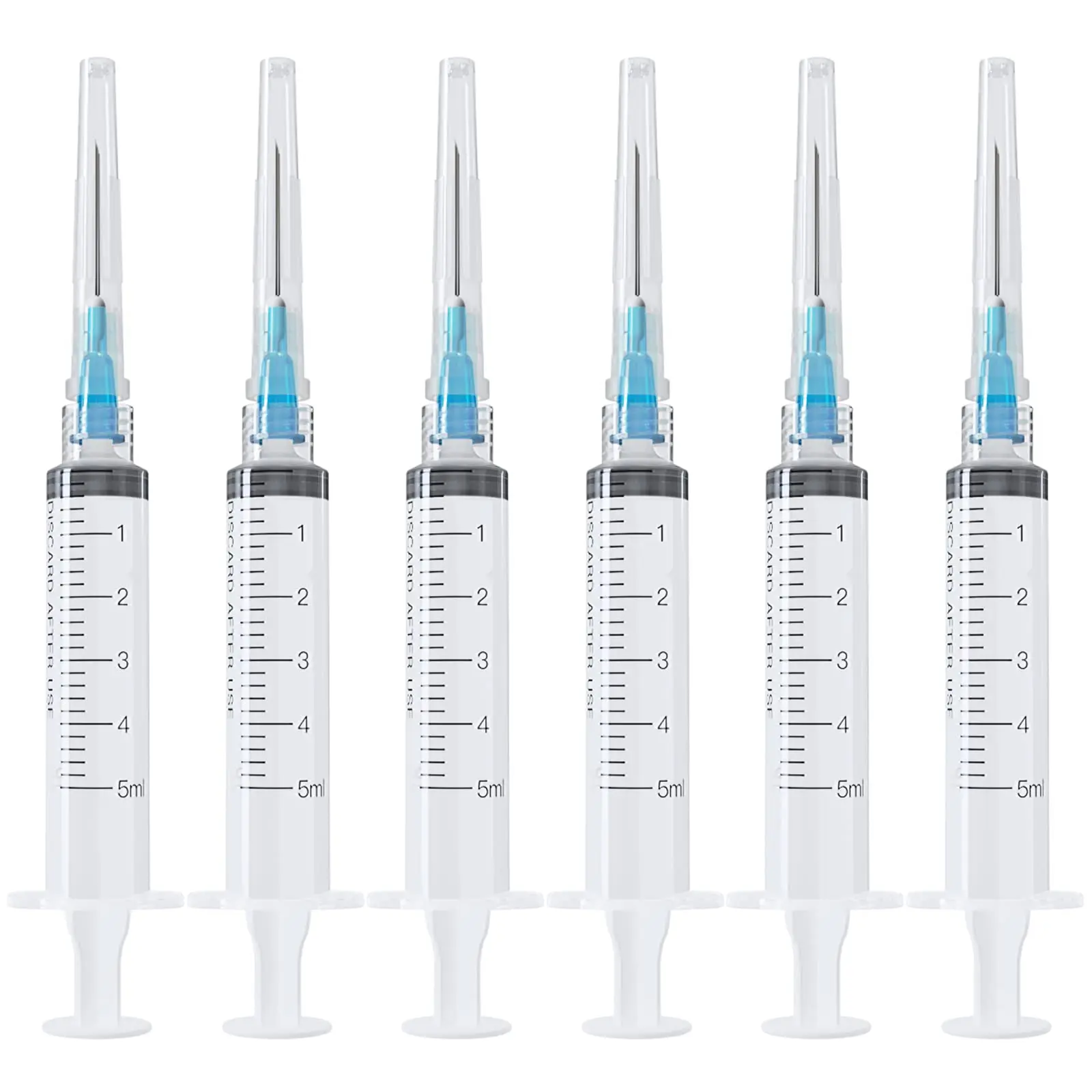 100 Stück sterile 5 ml/cc Luer-Lock-Spritze mit 23 g 1 Zoll Nadel, Messflüssigkeit, Abgabe von Kleber, Einweg-Probenehmer-Injektor Image