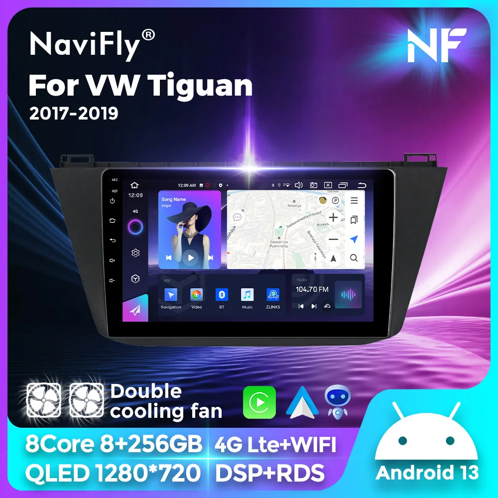 Navifly 10 "2k qled drahtloses Carplay Android Auto intelligente Systeme für Volkswagen Tiguan 2 mk 2016 2017 2018 2019 Autoradio Image