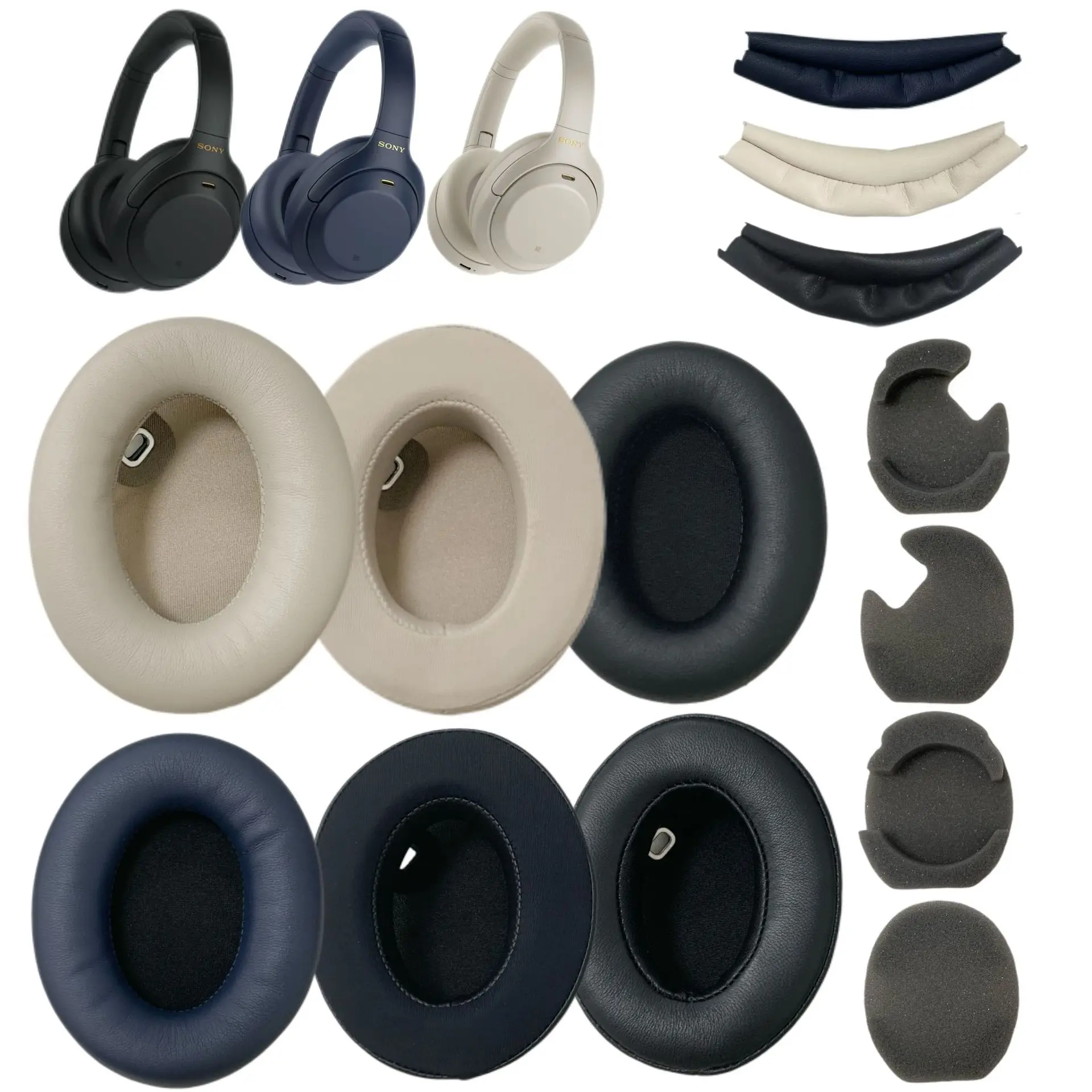 1000xm4 Ersatz-Ohrpolster und Kopfband für Sony WH-1000XM4 Ohrpolster, weicherer Memory-Schaum, WH1000XM4 Kopfbandabdeckung Image