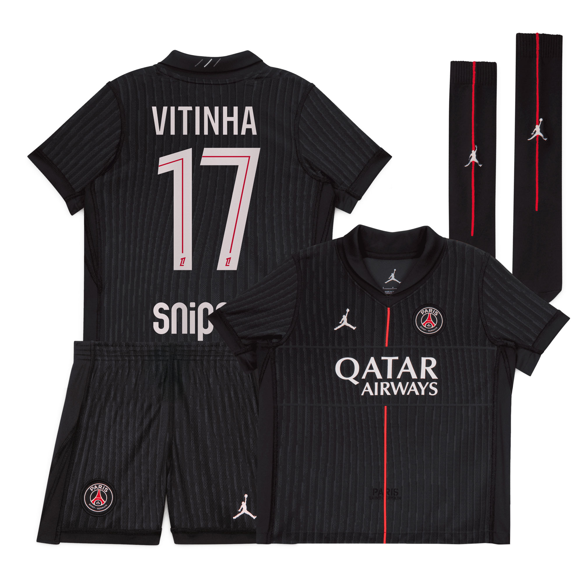 PSG x Jordan Mini-Viertesausrüstung 2025-26 - Kleinkinder mit Aufdruck Vitinha 17 Image