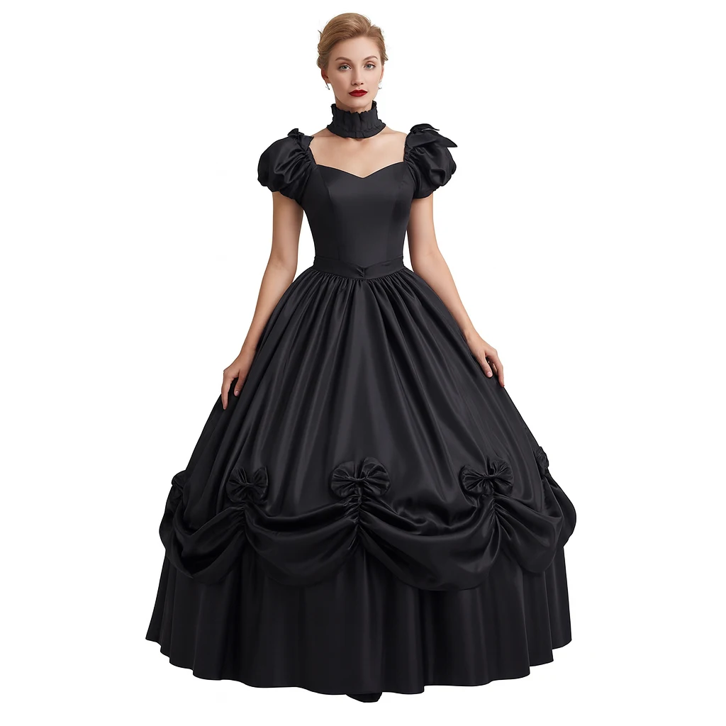 Viktorianisches Rokoko-Kleid, Gothic, Southern Belle, Teeparty-Kleid, Bürgerkrieg, mittelalterliches Maskerade-Abendkleid, Vampir, Puffärmel