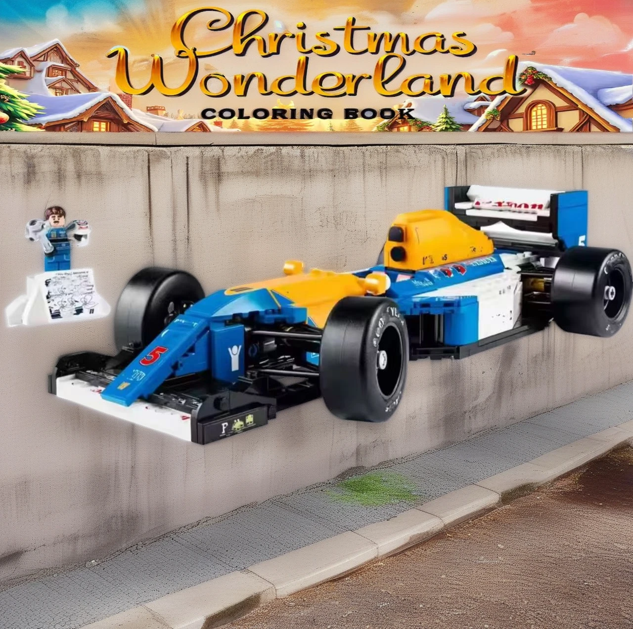 MOC Creative 10353 Williams Team FW14B & Nigel Mansell: 799 Stück blaues Auto-Baustein-Modell, Geburtstags- und Weihnachtsgeschenke Image