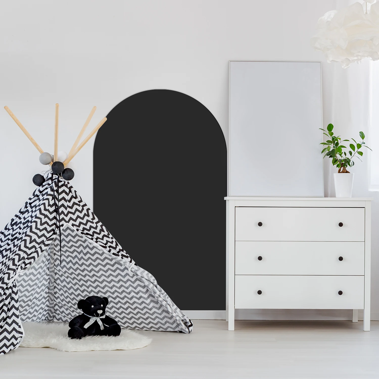 Minimalistischer Stil Schwarzes Selbstklebendes Magnetisches Bogen-Graffiti-Wandsticker Geeignet für Innenraum-Wanddekoration