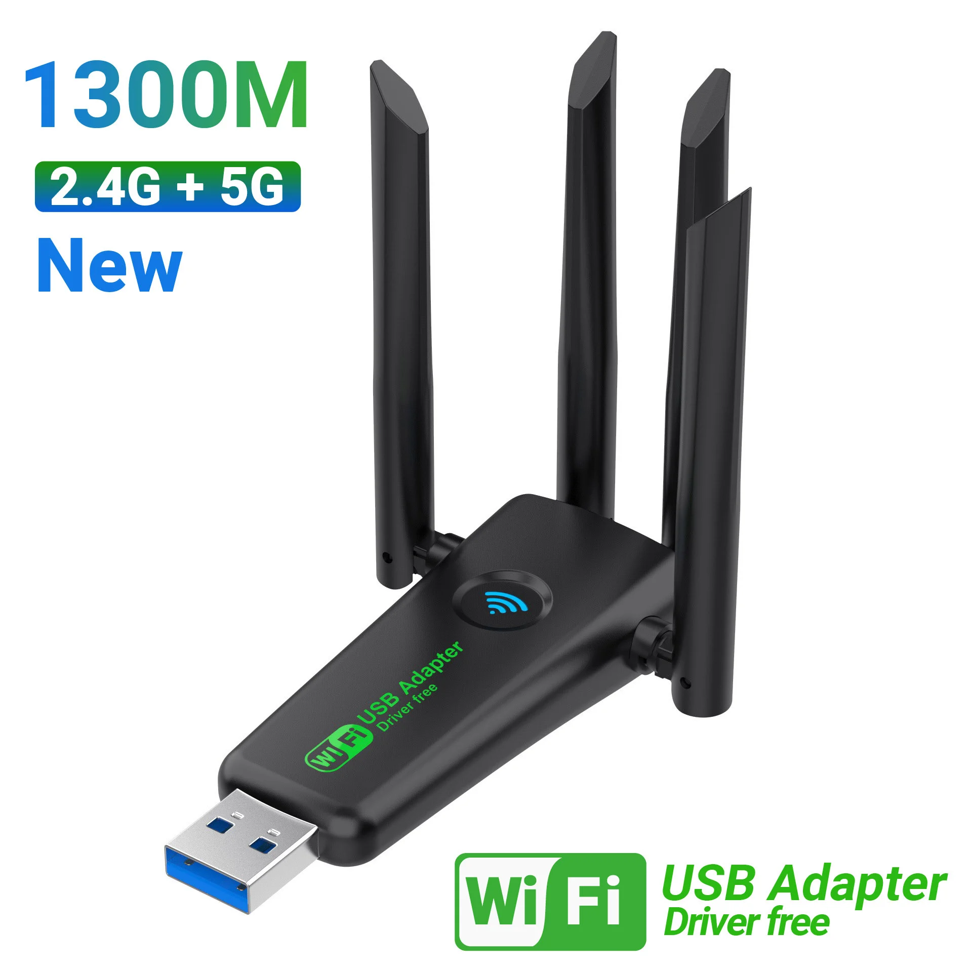 Neuer 1300 Mbit/s Wireless USB 3.0 Adapter Desktop-Computer WiFi 5 Transceiver 2,4 G/5,8 GHz Dualband-Treiberfrei durch die Wand Image