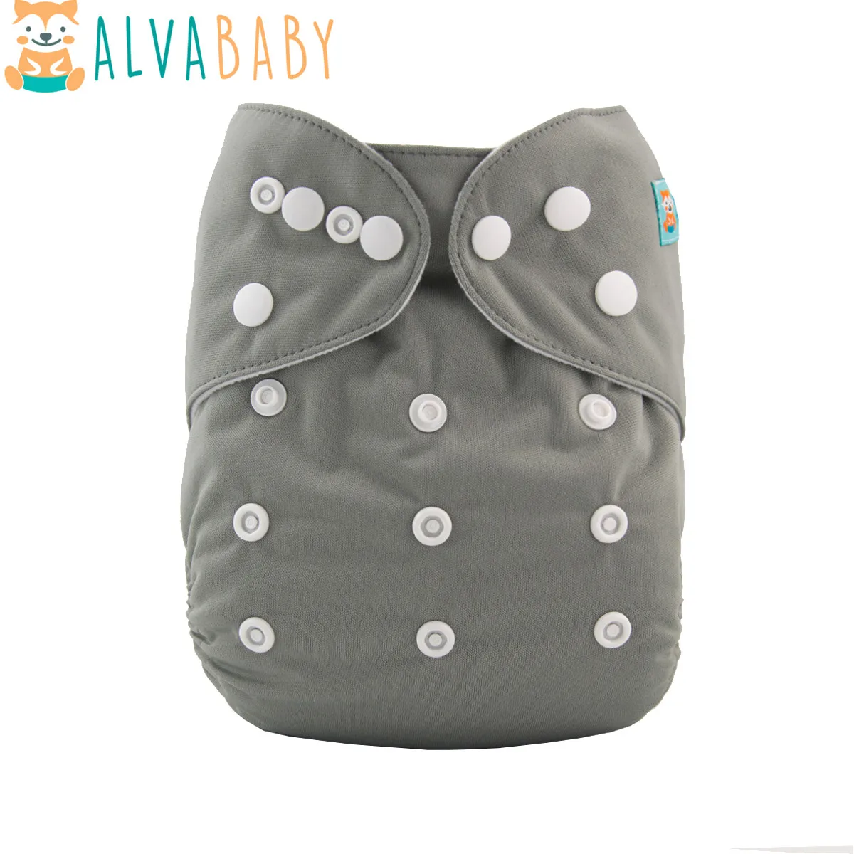 ALVABABY 1 Stück einfarbige Baby-Stoffwindel, waschbar, einfarbig, wiederverwendbar, mit Windelschale mit einer Tasche Image